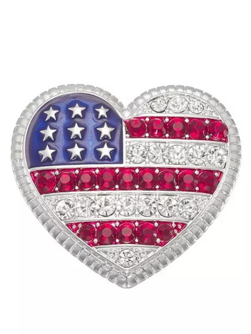 Napier Patriotic Stone Heart Pin